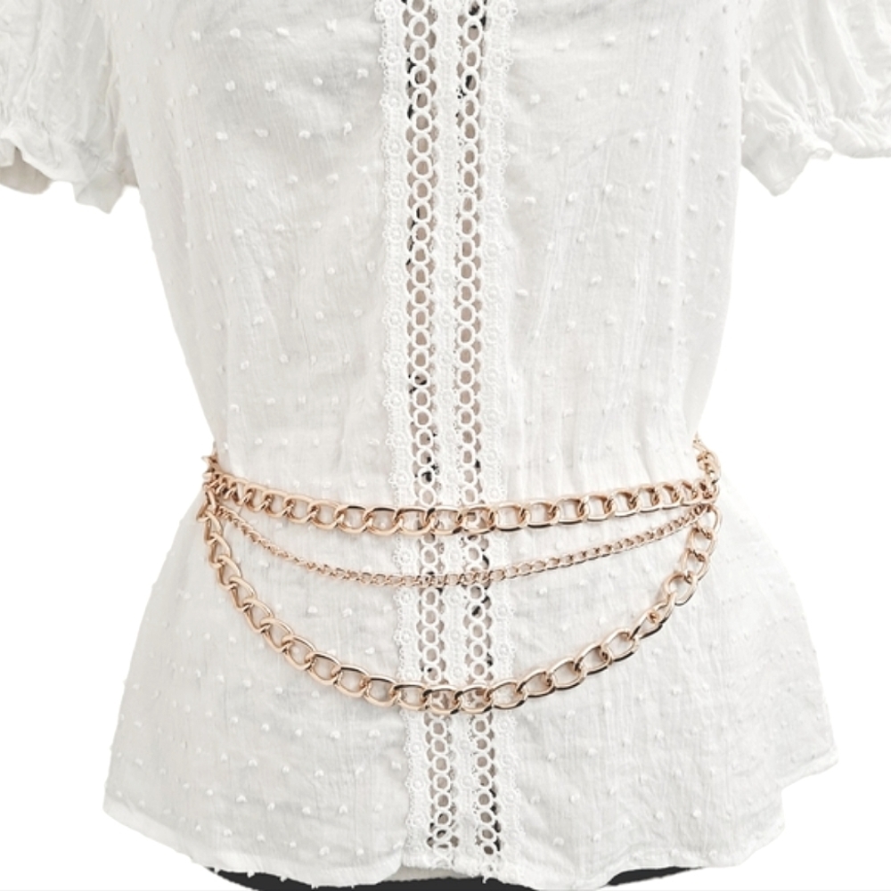 Gold Tone Layered Chunky Waist Chain Belt Metal Link retro glam party going out